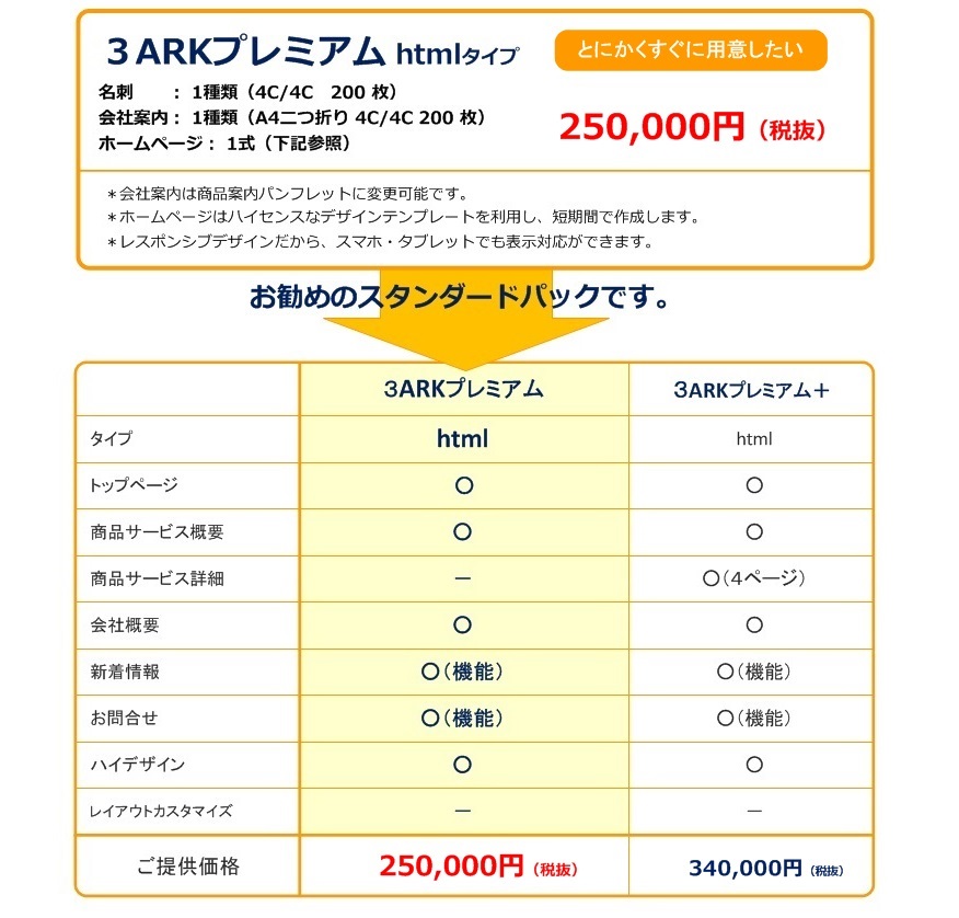 3ARKプレミアム お急ぎプラン（詳細）